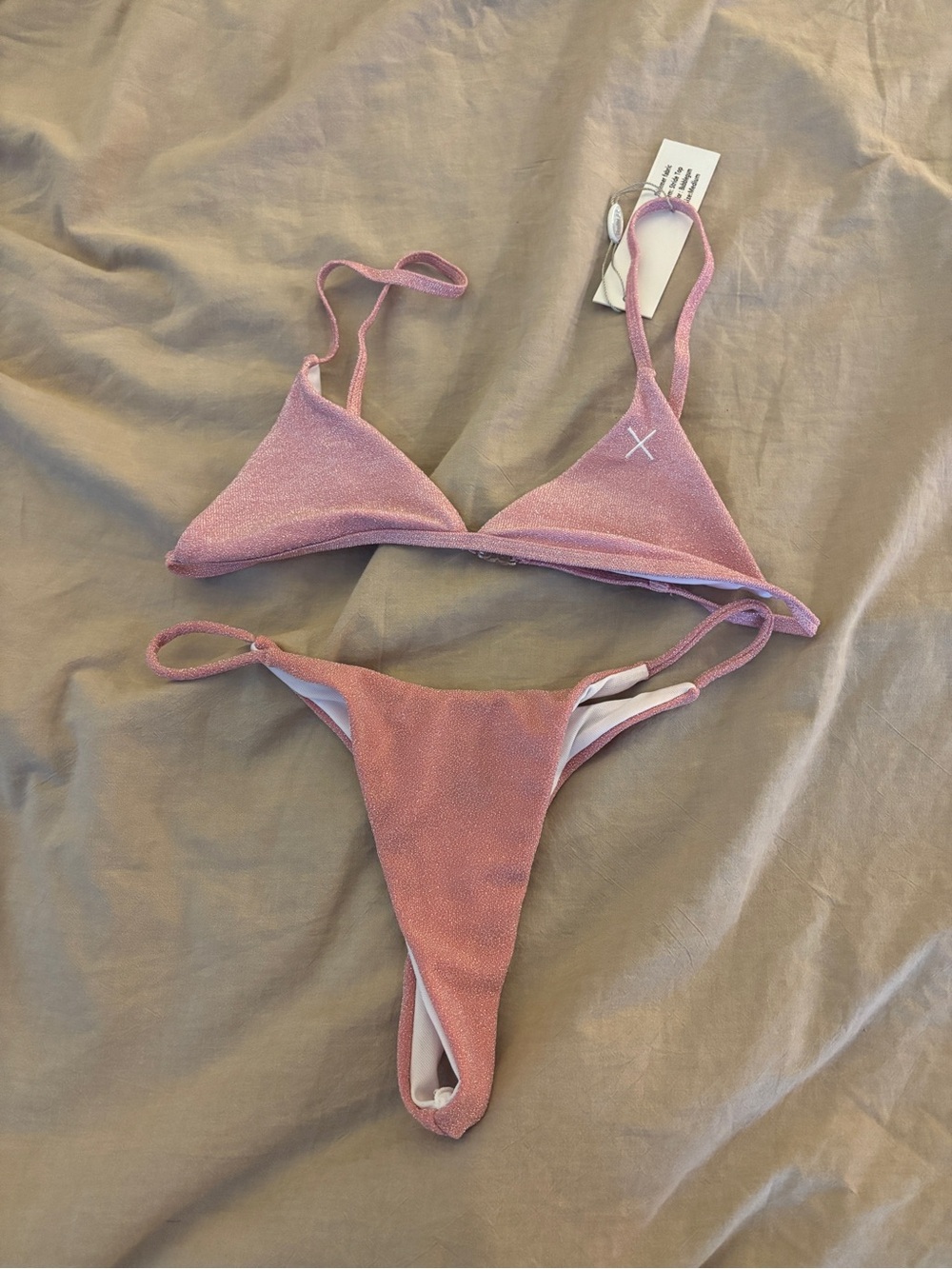 Boutine LA Pink Shimmer Triangle Bikini Set